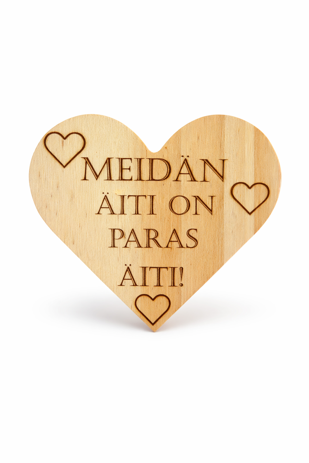 Puinen sydän-lasinalunen – “Meidän äiti on paras äiti!”