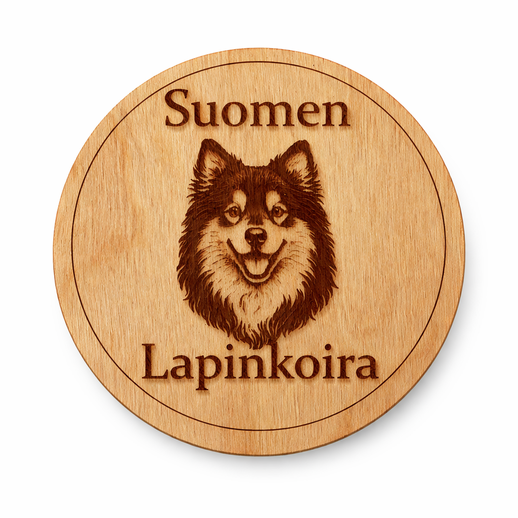 Suomenlapinkoira - puinen lasinalunen