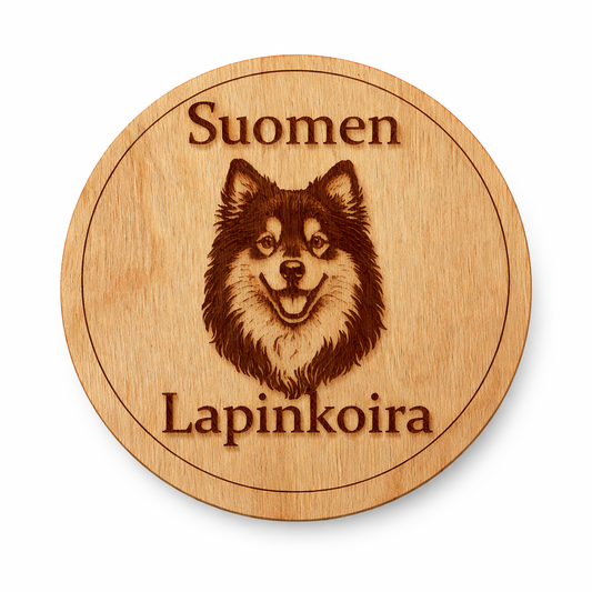 Suomenlapinkoira - puinen lasinalunen