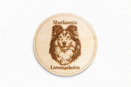 Shetlanninlammaskoira – puinen lasinalunen
