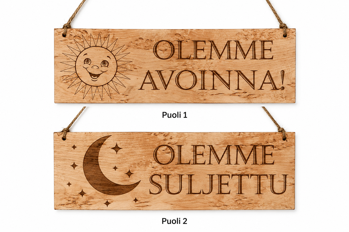 Auki / Suljettu – visakoivukyltti liiketilaan ☀️⭐
